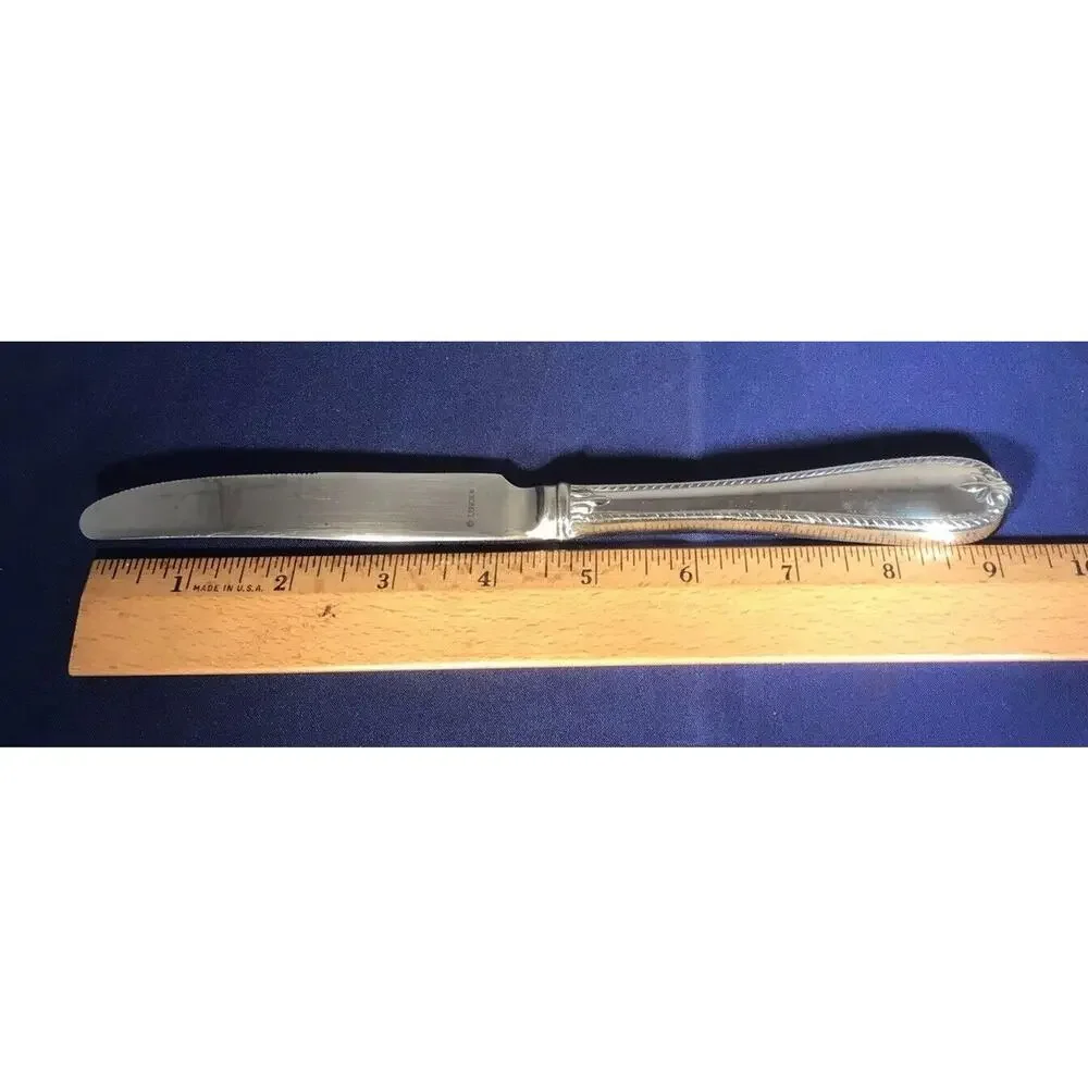 Dinner Knife : Lenox Tudor Bead Stainless Rope Edge Glossy Stainless 9 1/4”
